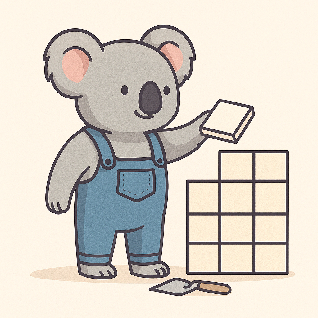 Fleißiger Koala beim Aufbau der Seite